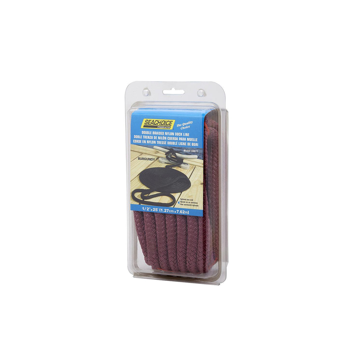 Seachoice - Double Braid Nylon Dock Line | Burgundy | 1/2" x 25' | 39971