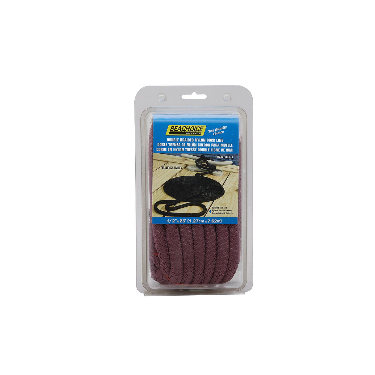 Seachoice - Double Braid Nylon Dock Line | Burgundy | 1/2" x 25' | 39971