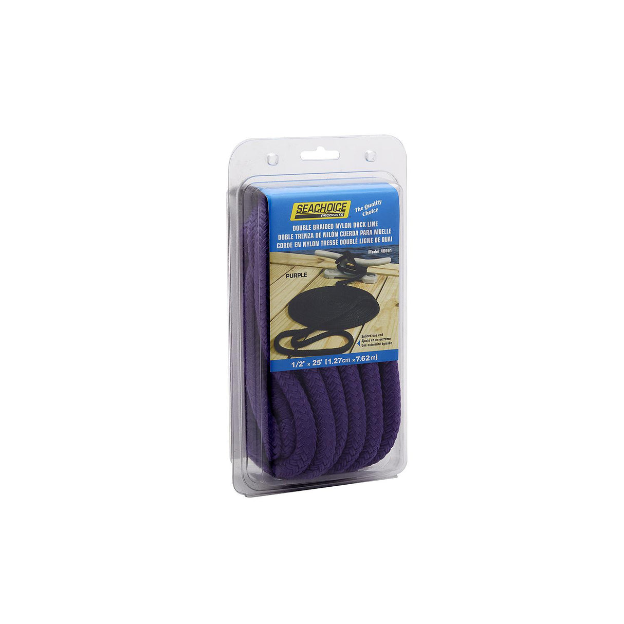 Seachoice - Double Braid Nylon Dock Line | Purple | 1/2" x 25' | 40001