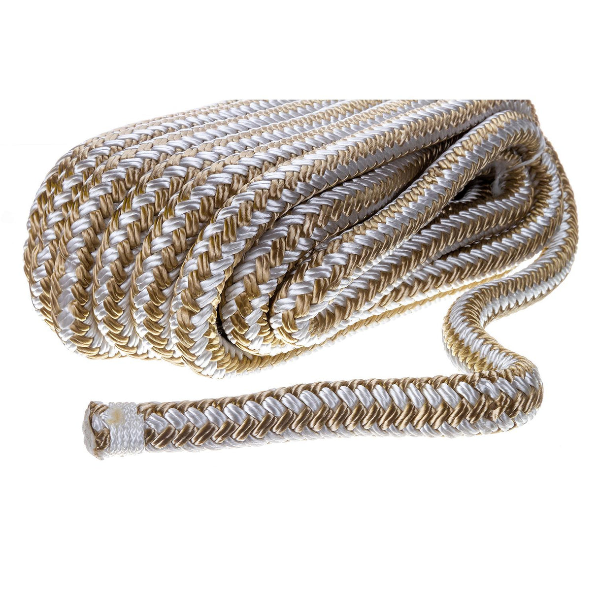 Seachoice - Double Braid Nylon Dock Line | Gold/White | 1/2" x 25' | 40041