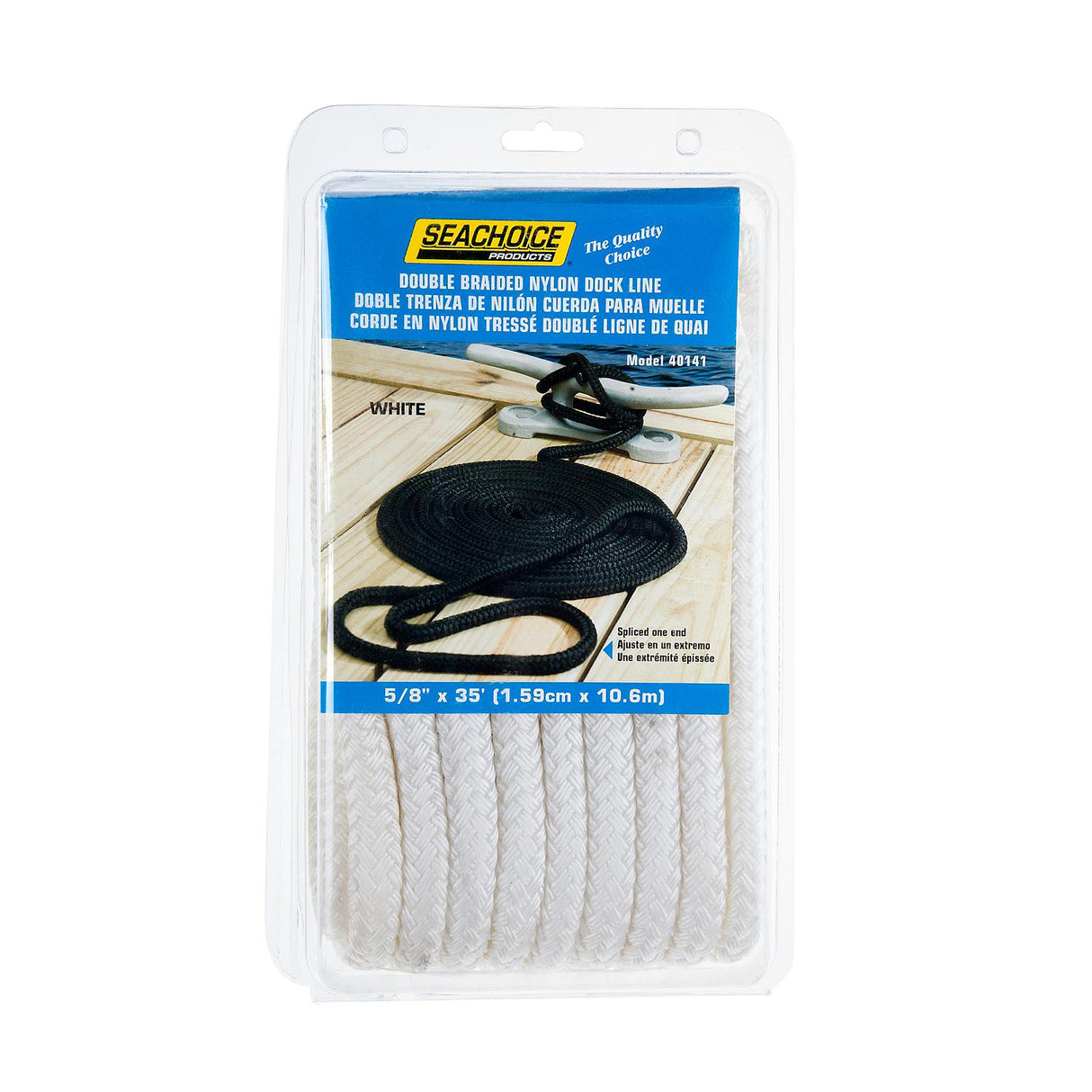 Seachoice - Double Braid Nylon Dock Line | White | 5/8" x 35' | 40141