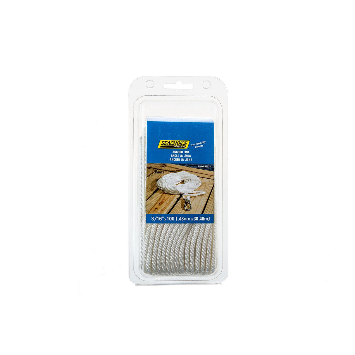 Sea Choice - Ligne d'ancre en nylon tressé solide, blanche, 3/16 po x 100 pi - 40221