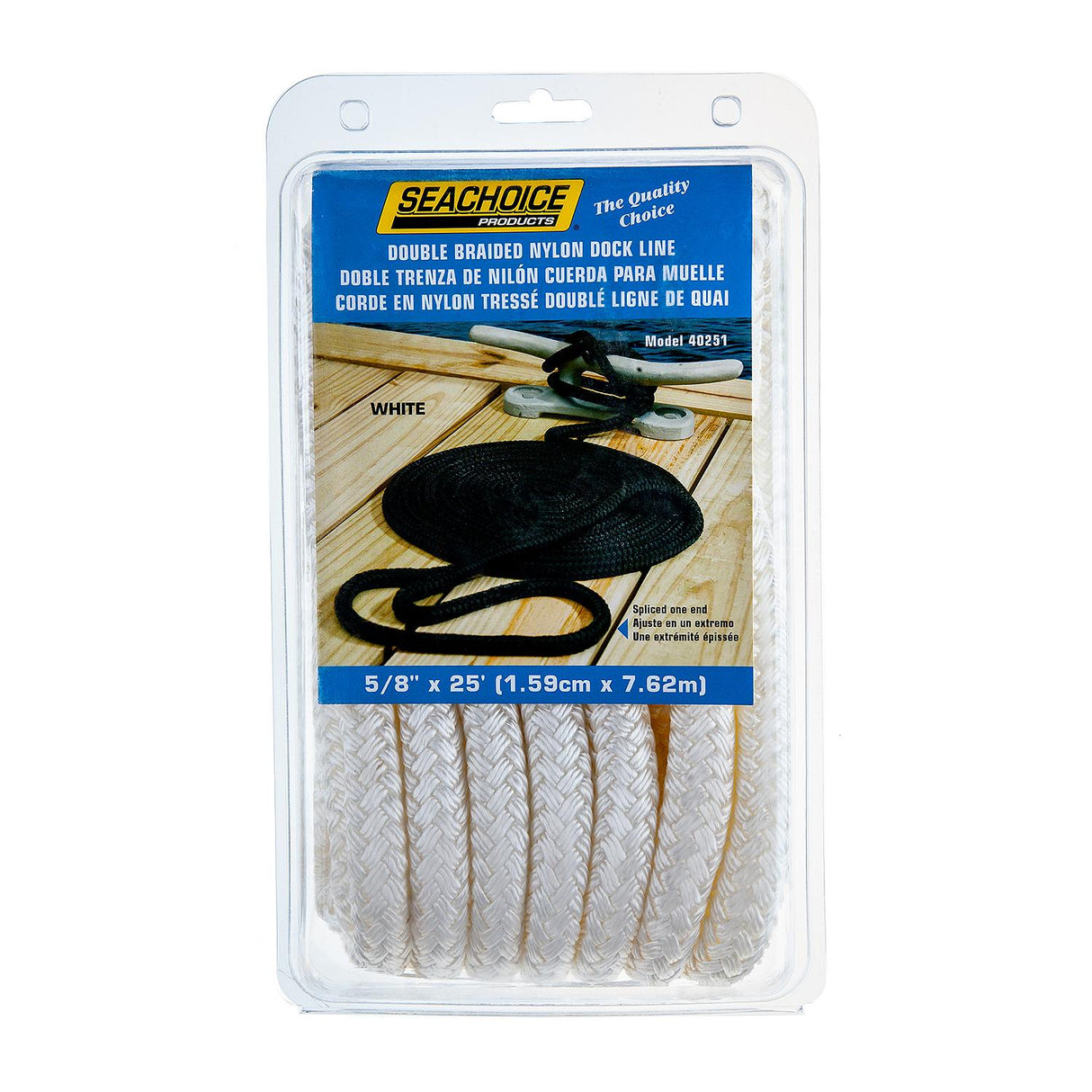 Seachoice - Double Braid Nylon Dock Line | White | 5/8" x 25' | 40251