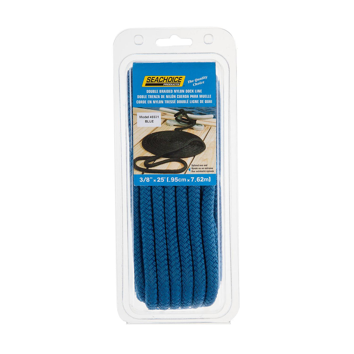 Seachoice - Double Braid Nylon Dock Line | Blue | 3/8" x 25' | 40331