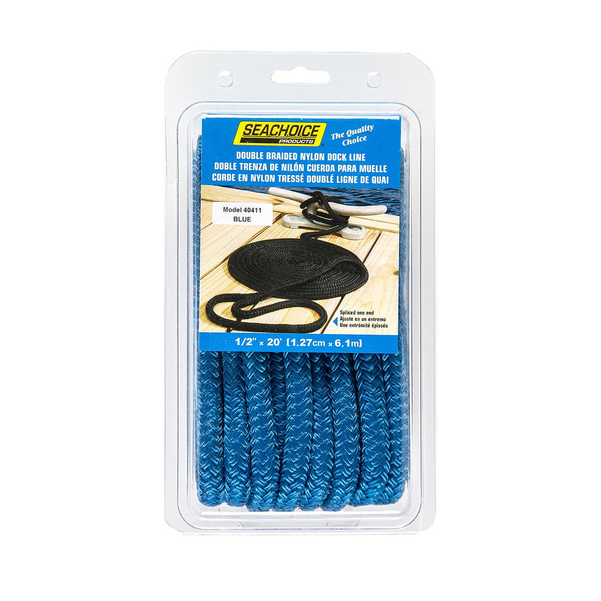 Seachoice - Double Braid Nylon Dock Line | Blue | 1/2" x 20' | 40411