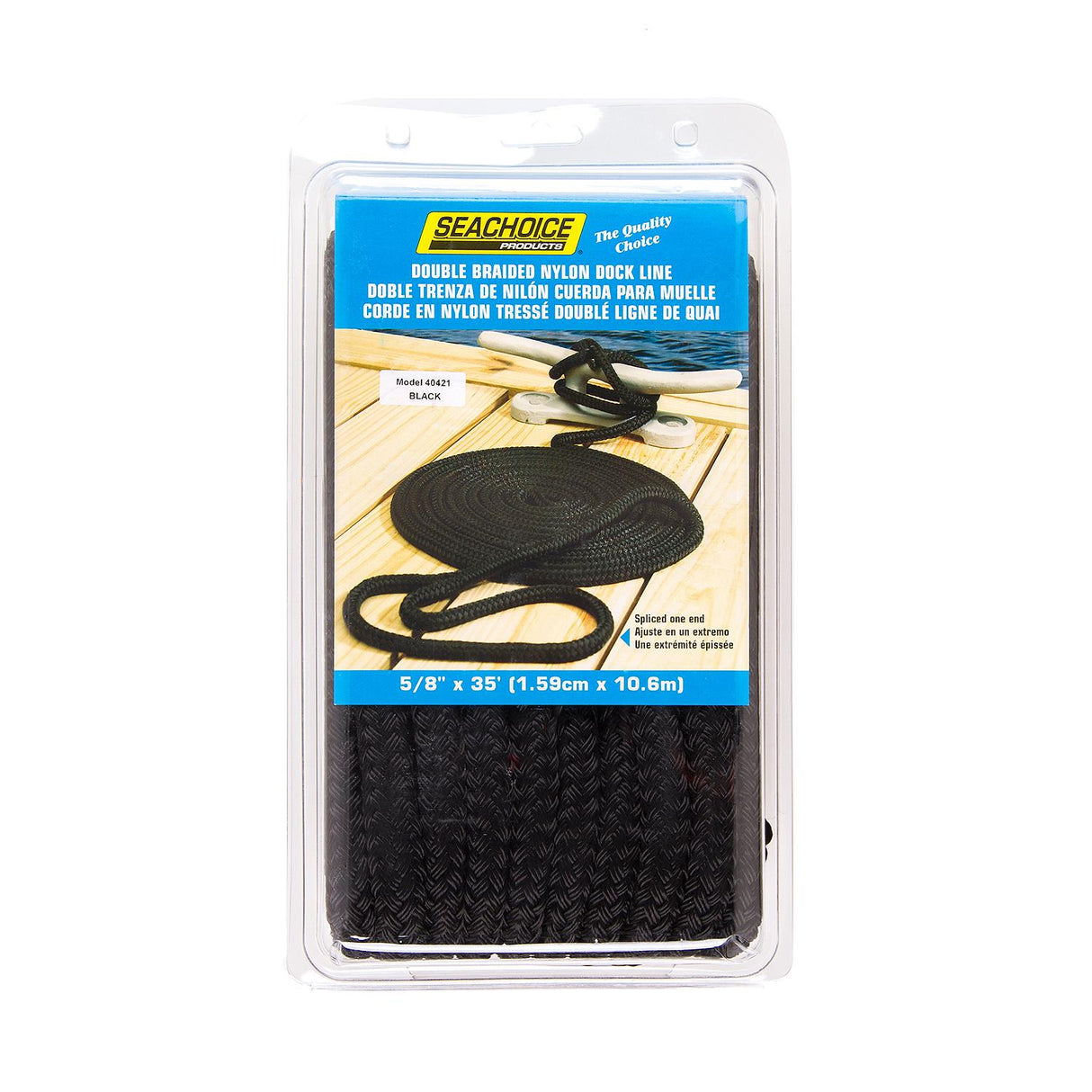 Seachoice - Double Braid Nylon Dock Line | Black | 5/8" x 35' | 40421