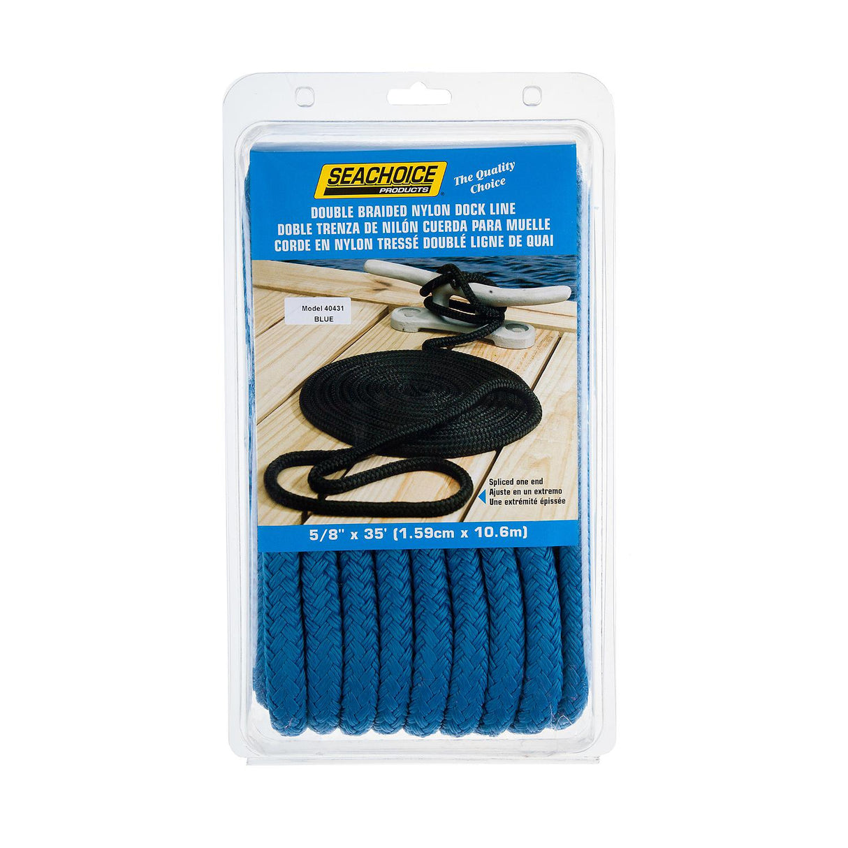 Seachoice - Double Braid Nylon Dock Line | Blue | 5/8" x 35' | 40431