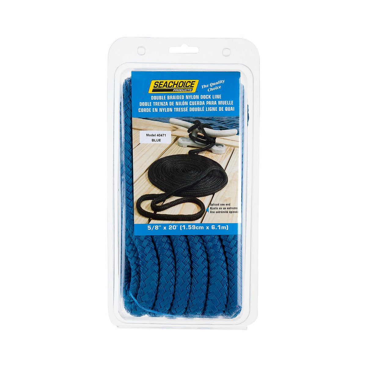 Seachoice - Double Braid Nylon Dock Line | Blue | 5/8" x 20' | 40471