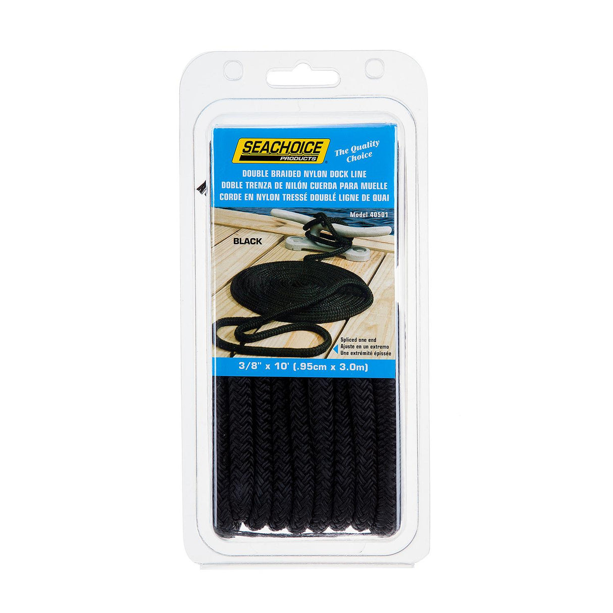 Seachoice - Double Braid Nylon Dock Line | Black | 3/8" x 10' | 40501