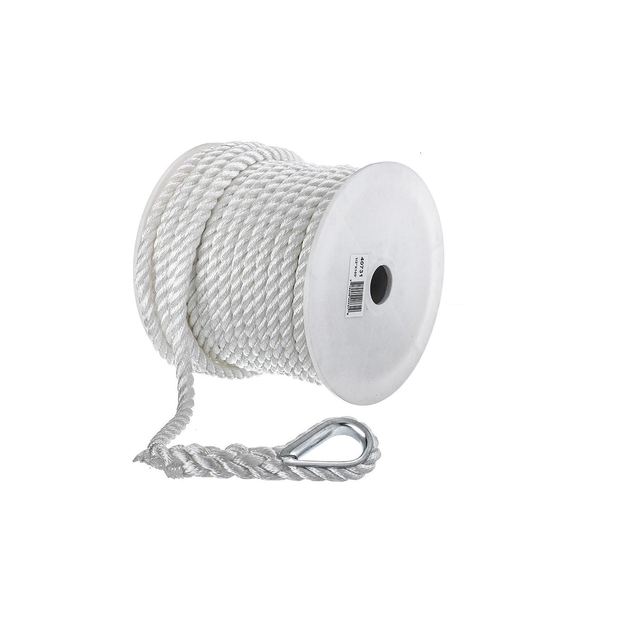 Seachoice - 3-Strand Twisted Nylon Anchor Line | White | 1/2" x 100' | 40731