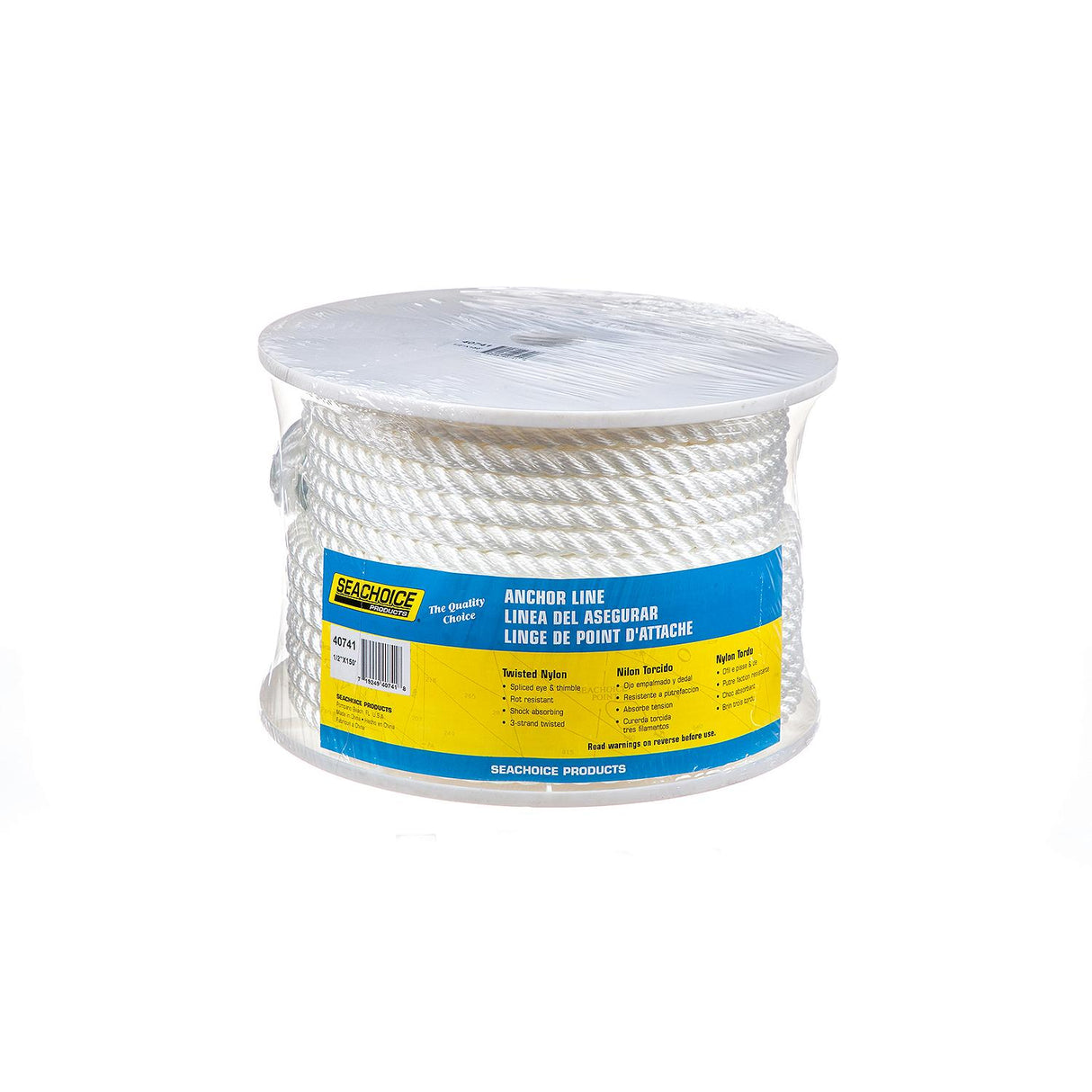 Seachoice - 3-Strand Twisted Nylon Anchor Line | White | 1/2" x 150' | 40741