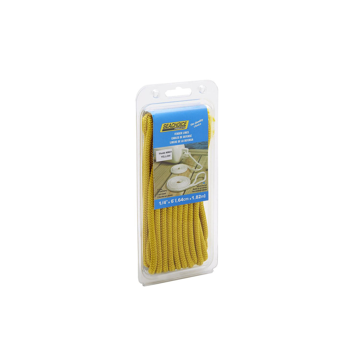 Seachoice - Double Braided Nylon Fender Line | Yellow | 1/4" x 6' | 40821