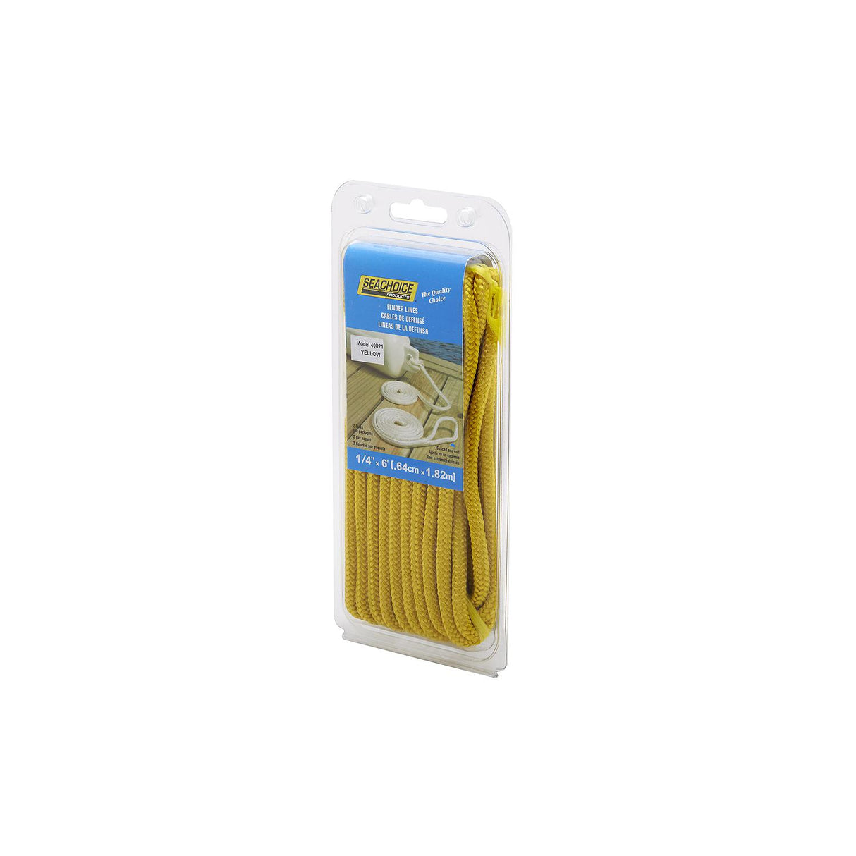 Seachoice - Double Braided Nylon Fender Line | Yellow | 1/4" x 6' | 40821