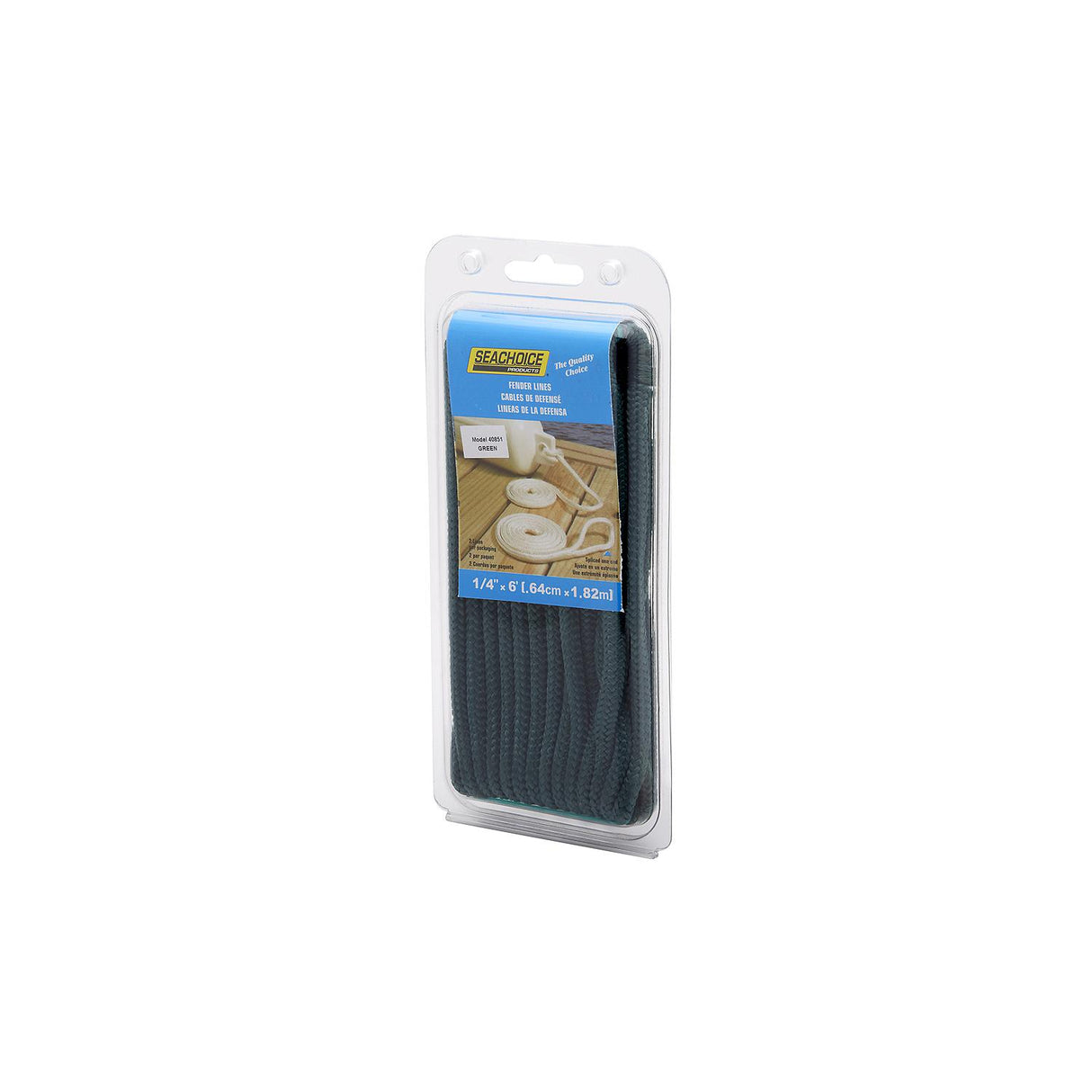 Seachoice - Double Braided Nylon Fender Line | Forest Green | 1/4" x 6' | 40851