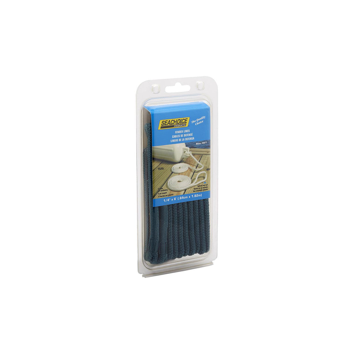 Seachoice - Double Braided Nylon Fender Line | Teal | 1/4" x 6' | 40871