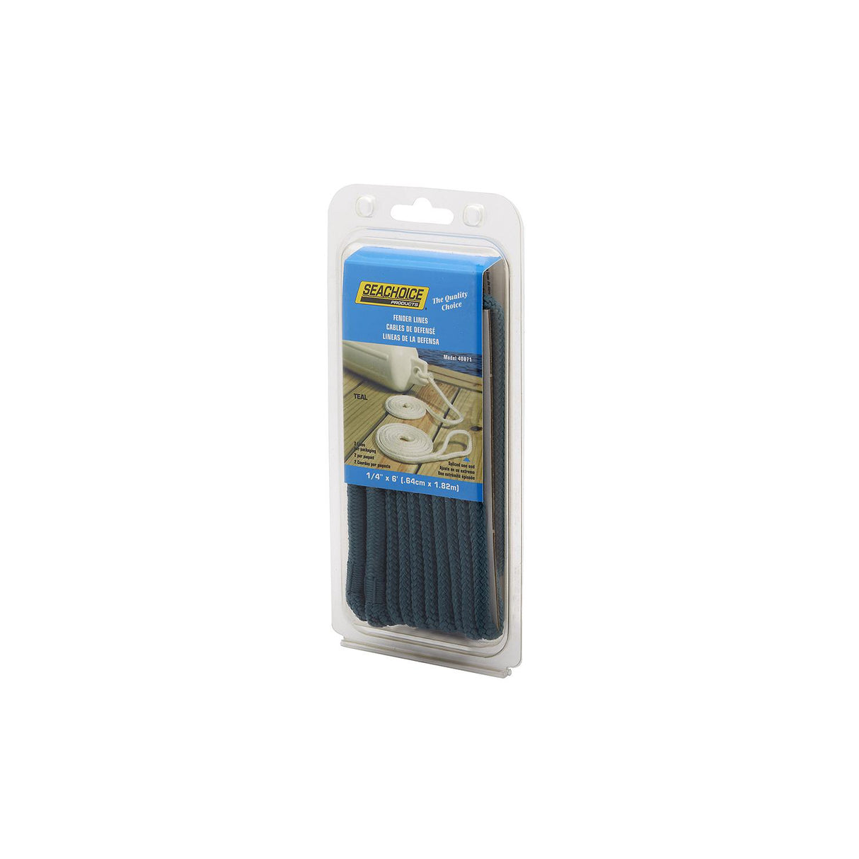 Seachoice - Double Braided Nylon Fender Line | Teal | 1/4" x 6' | 40871