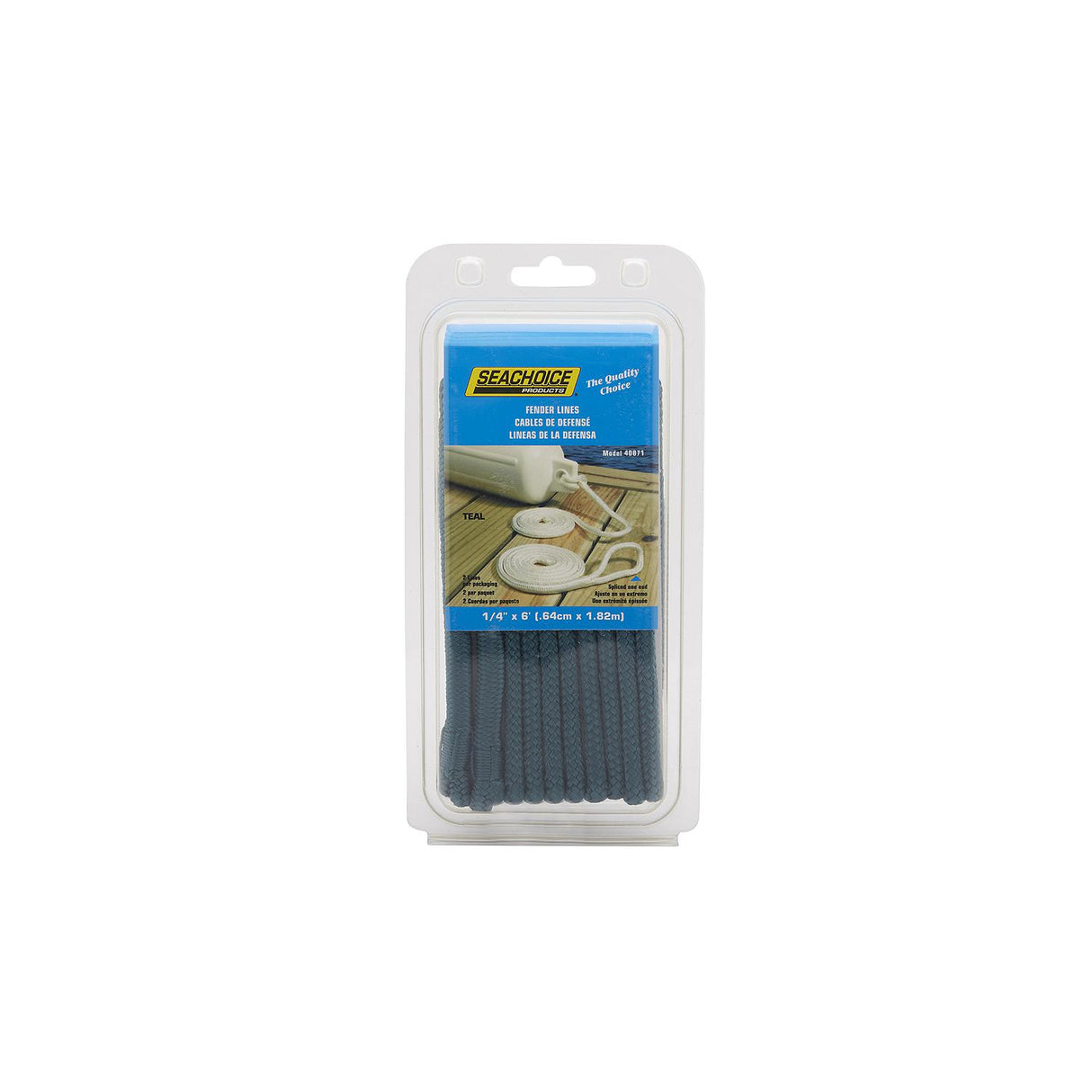 Seachoice - Double Braided Nylon Fender Line | Teal | 1/4" x 6' | 40871