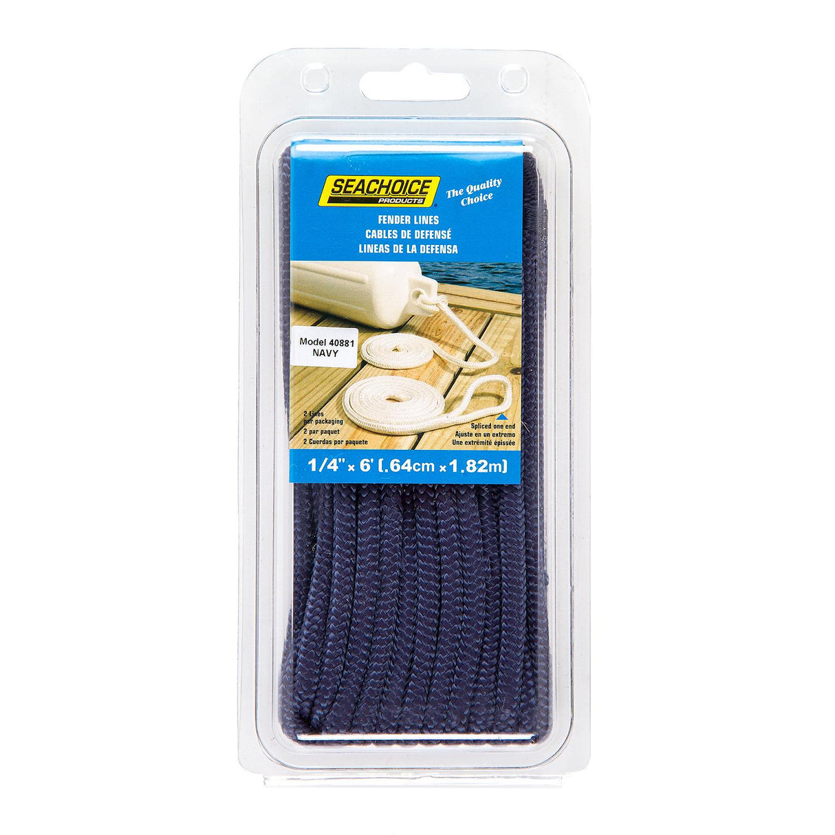 Seachoice - Double Braided Nylon Fender Line | Navy | 1/4" x 6' | 40881