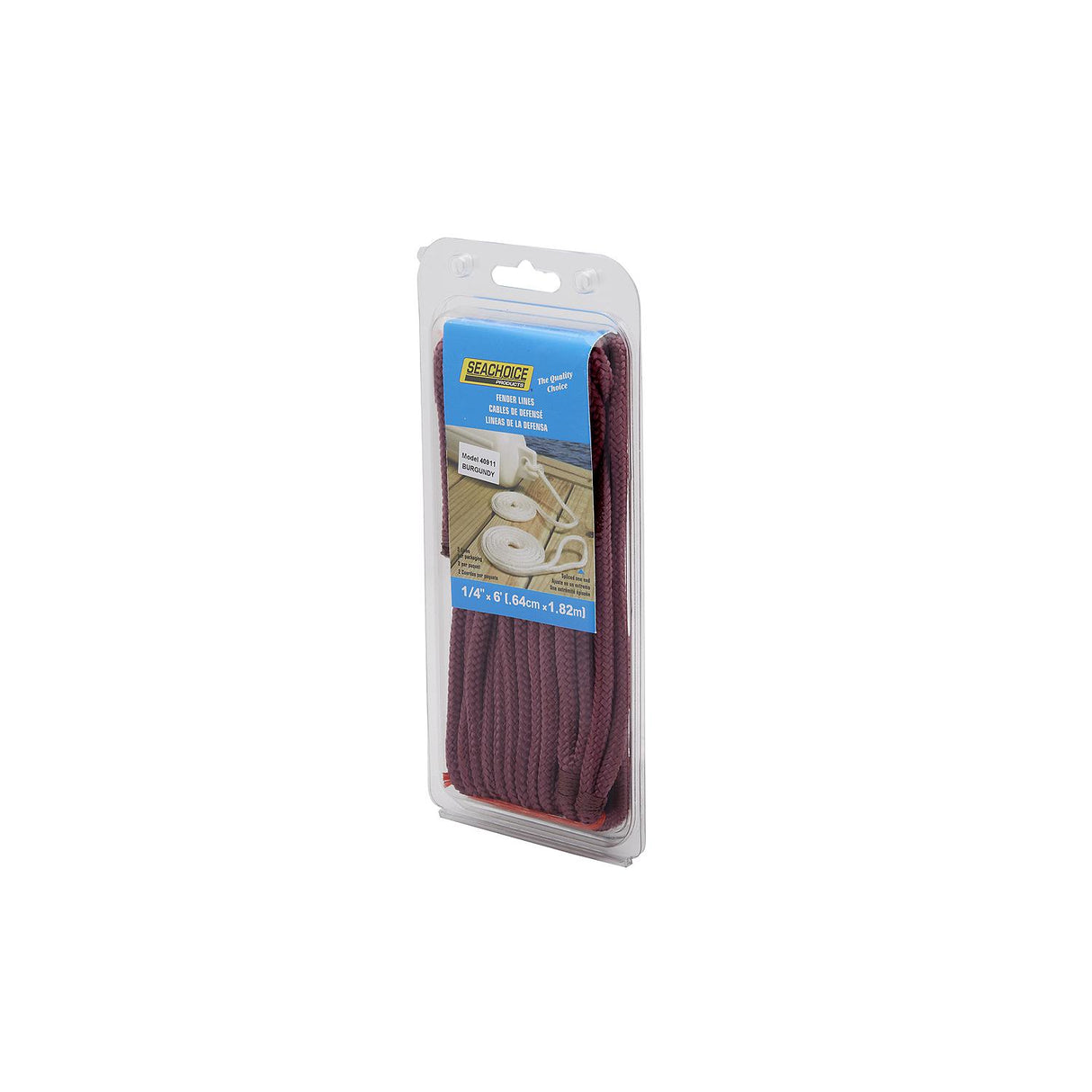 Seachoice - Double Braided Nylon Fender Line | Burgundy | 1/4" x 6' | 40911