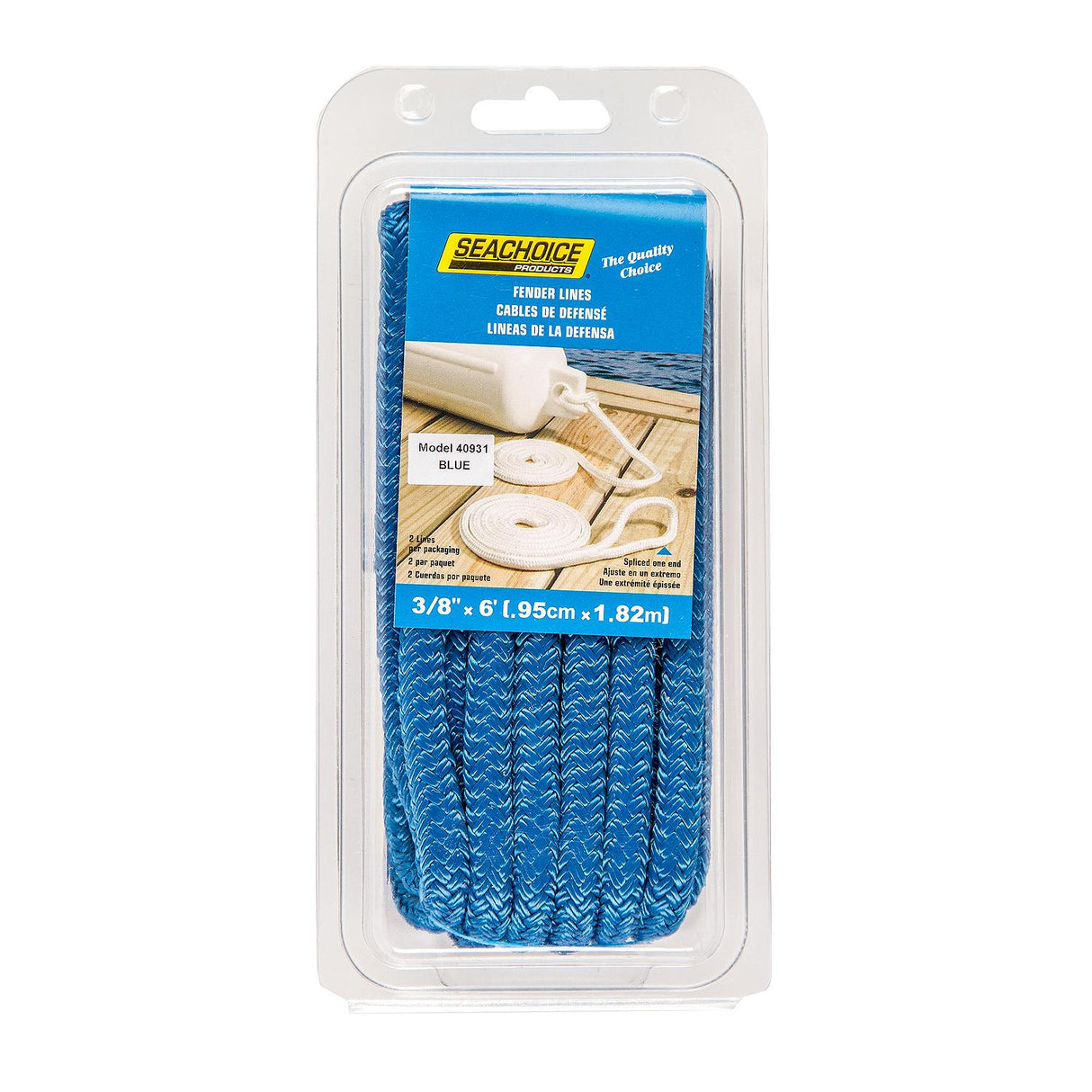 Seachoice - Double Braided Nylon Fender Line | Blue | 3/8" x 6' | 40931