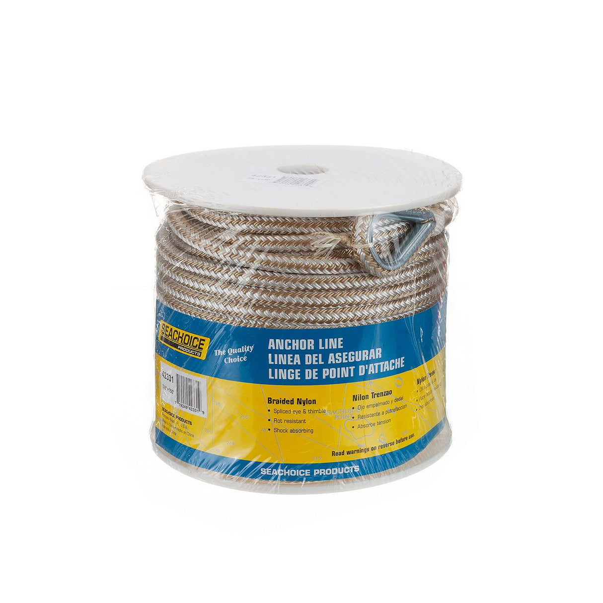 Seachoice - Double Braid Nylon Anchor Line | Gold / White | 3/8" x 150' | 42331