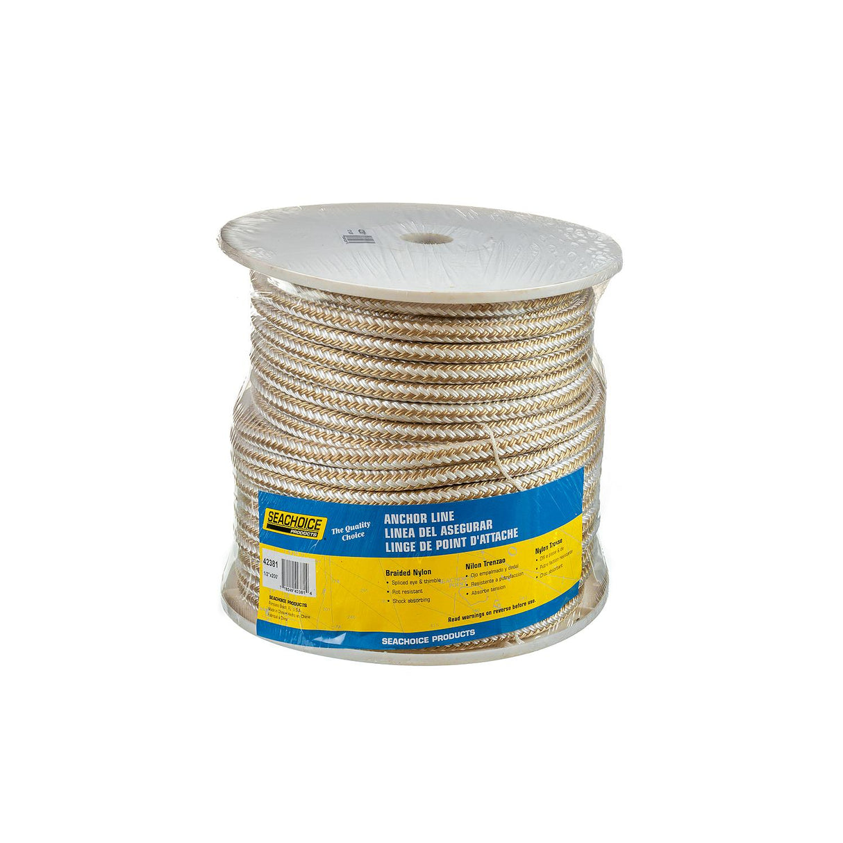 Seachoice - Double Braid Nylon Anchor Line | Gold / White | 1/2" x 200' | 42381