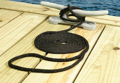 Sea Choice - Double Braided 100% MFP Dock Line 42431 - 3/8" x 15' - Black with Red Tracer