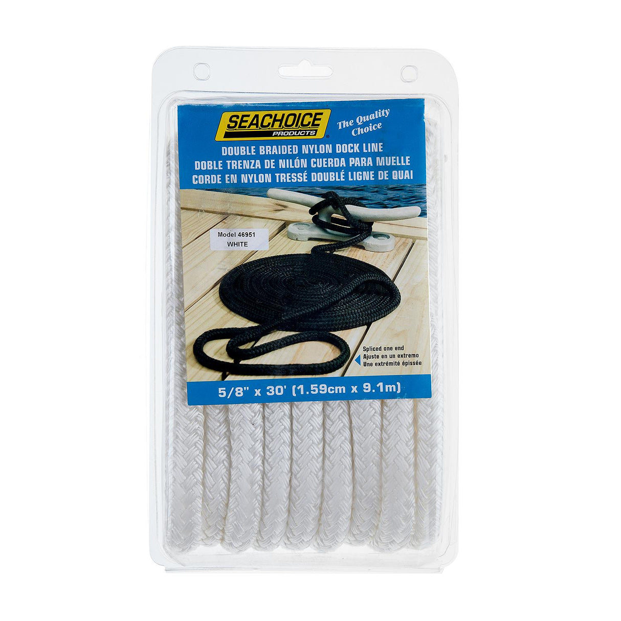 Seachoice - Double Braid Nylon Dock Line | White | 5/8" x 30' | 46951