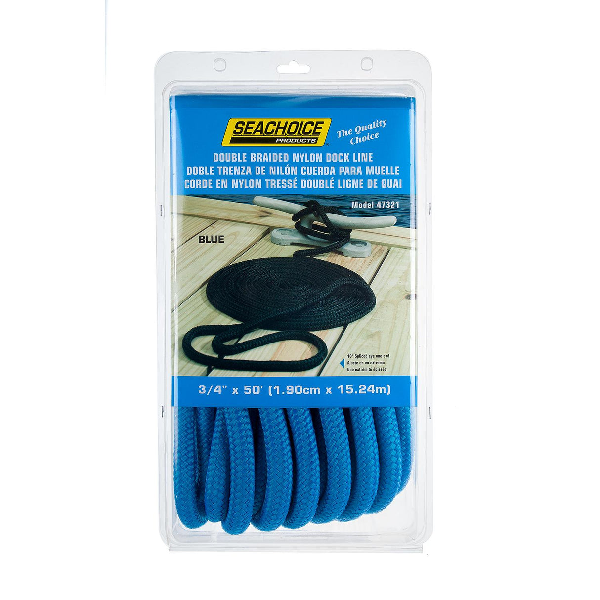 Seachoice - Double Braid Nylon Dock Line | Blue | 3/4" x 50' | 47321
