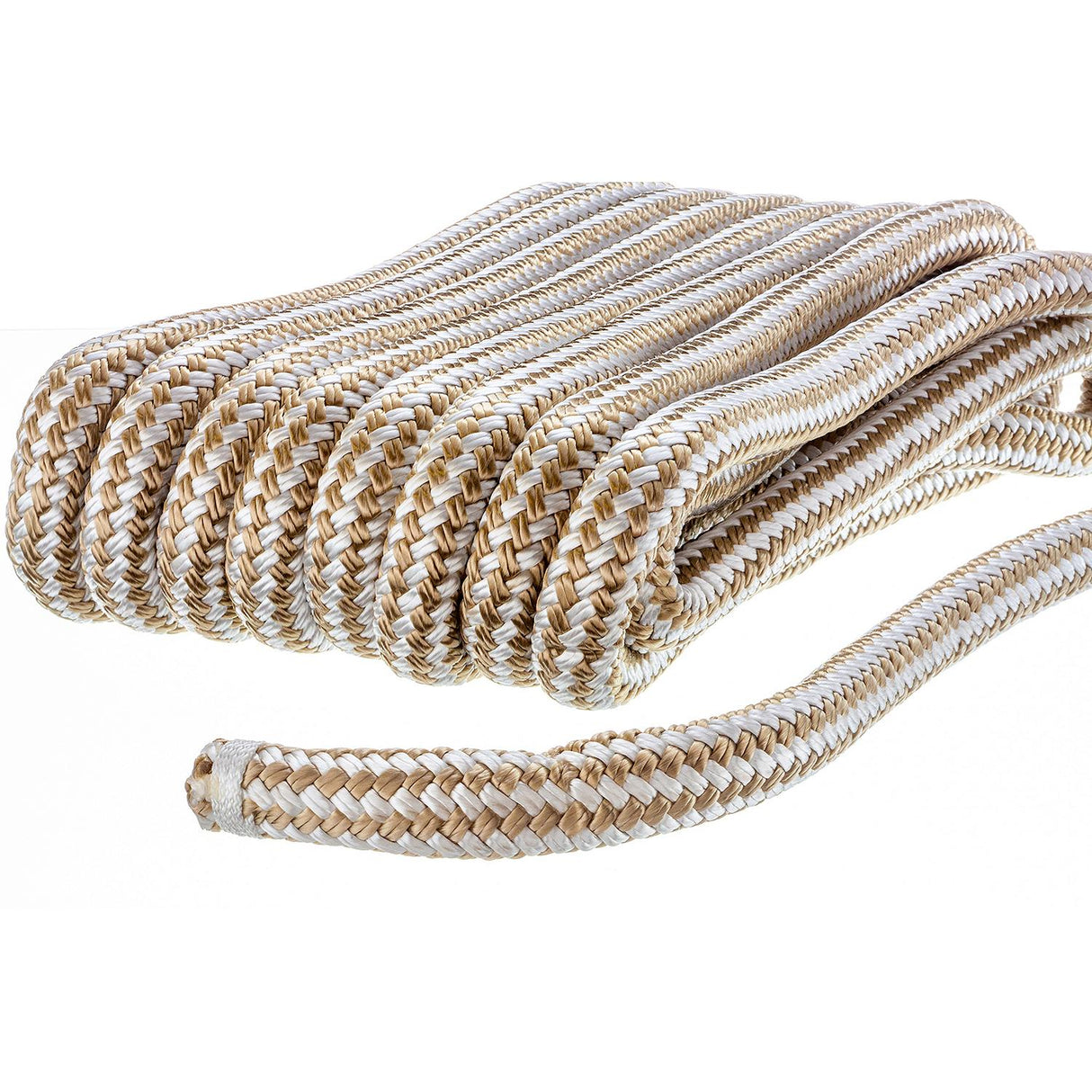 Seachoice - Línea de muelle de nailon trenzado doble, 1,9 cm x 10,6 m - 47411 DORADO/BLANCO