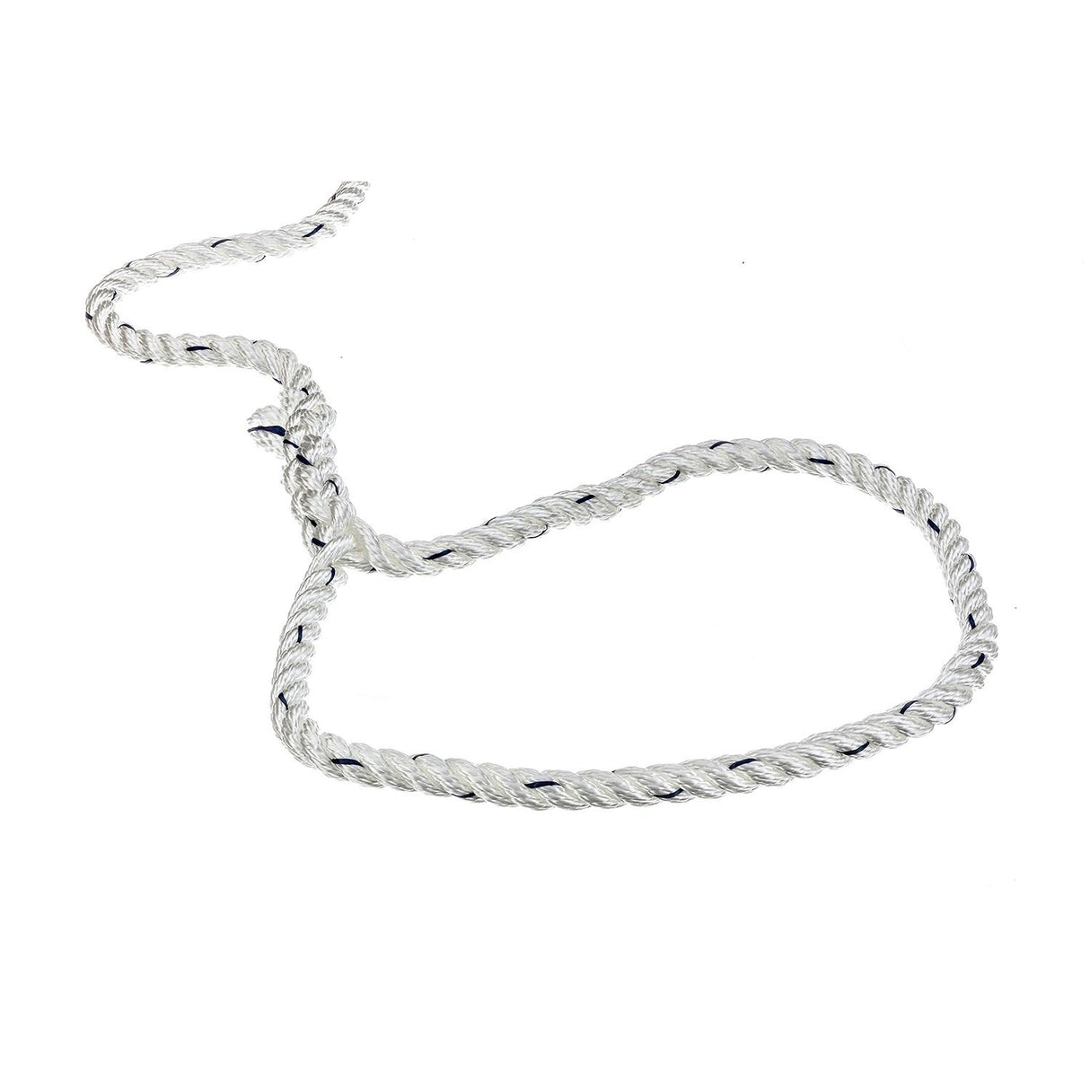 Seachoice - Three Strand Twisted Nylon Dock Line with Tracer | White/Blue Tracer | 3/8" x 10' | 47501