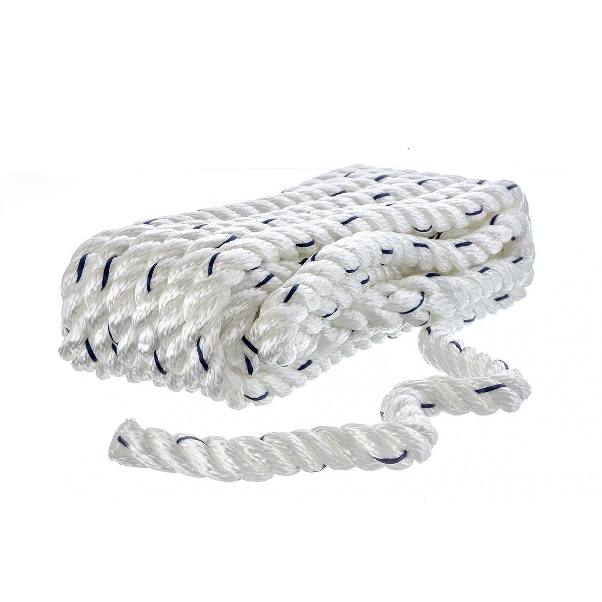 Seachoice - Línea de muelle de nailon trenzado de 3 hebras premium, 1/2" x 20' - 47561 - Blanco con trazador azul