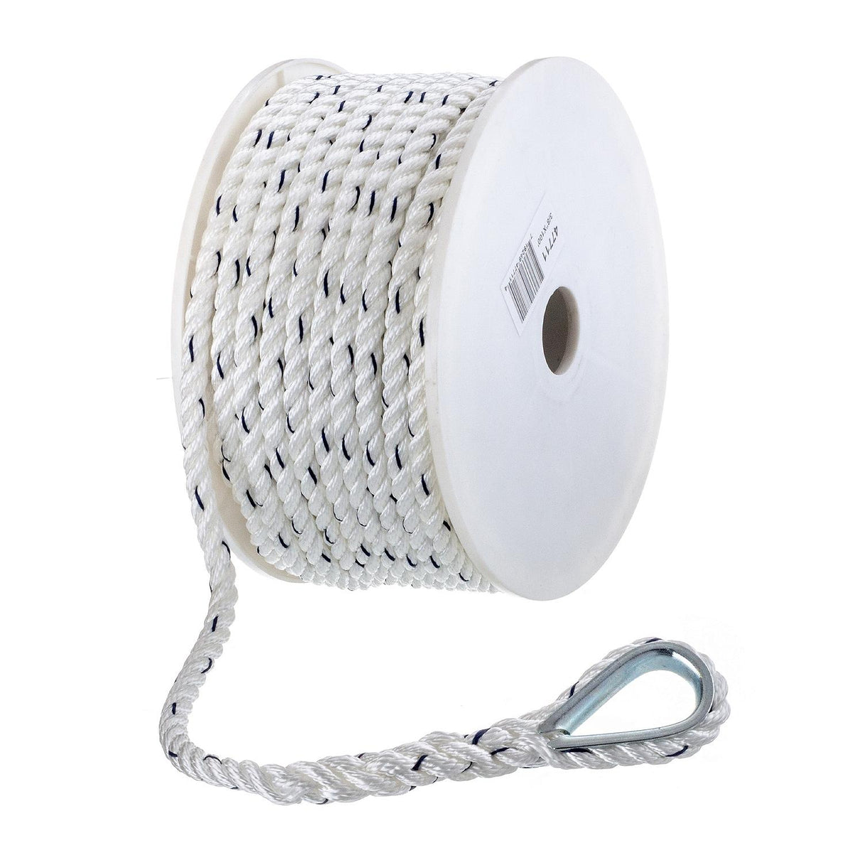 Seachoice - Premium 3-Strand Twisted Nylon Anchor Line with Tracer | White / Blue | 3/8" x 100' | 47711