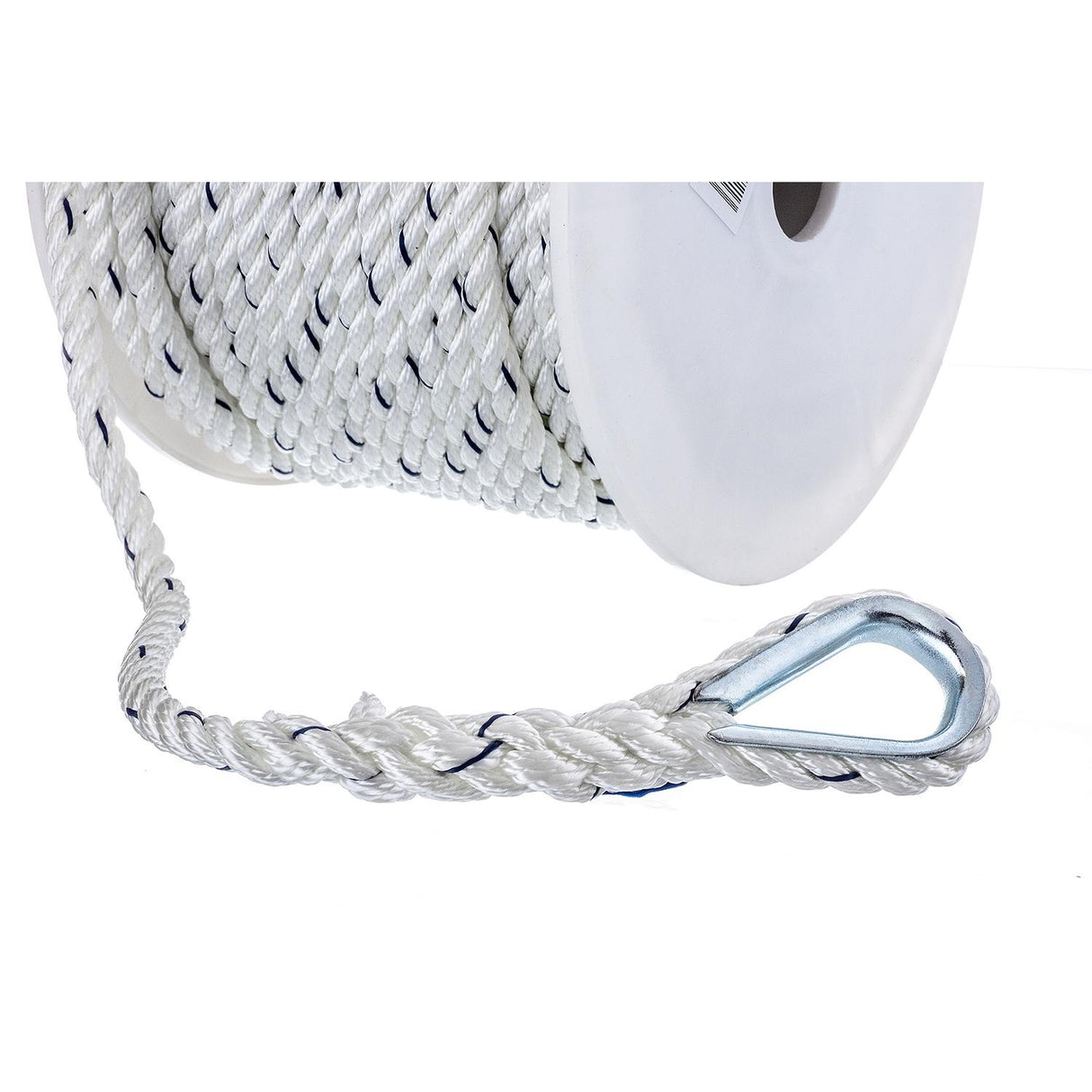 Seachoice - Premium 3-Strand Twisted Nylon Anchor Line with Tracer | White / Blue | 3/8" x 150' | 47721