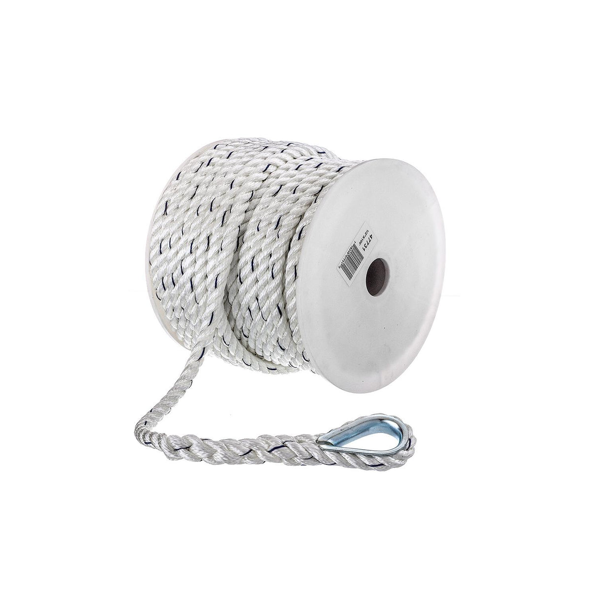 Seachoice - Premium 3-Strand Twisted Nylon Anchor Line with Tracer | White / Blue | 1/2" x 100' | 47731