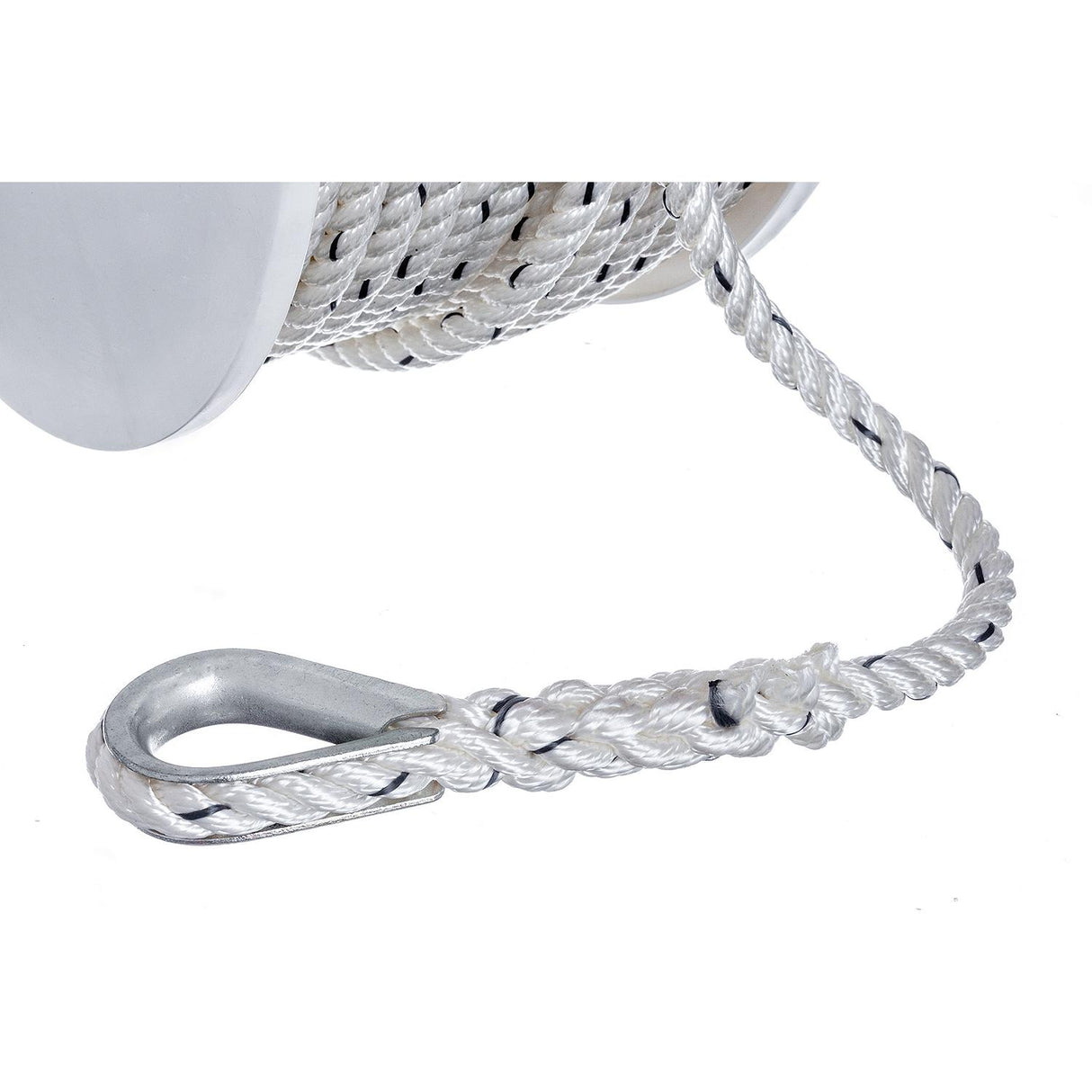 Seachoice - Premium 3-Strand Twisted Nylon Anchor Line with Tracer | White / Blue | 3/8" x 200' | 47911