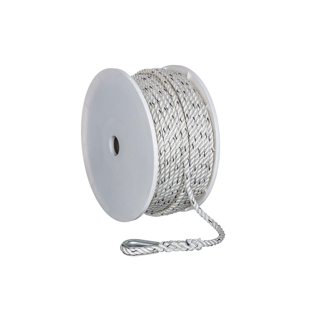 Seachoice - Premium 3-Strand Twisted Nylon Anchor Line with Tracer | White / Blue | 3/8" x 200' | 47911