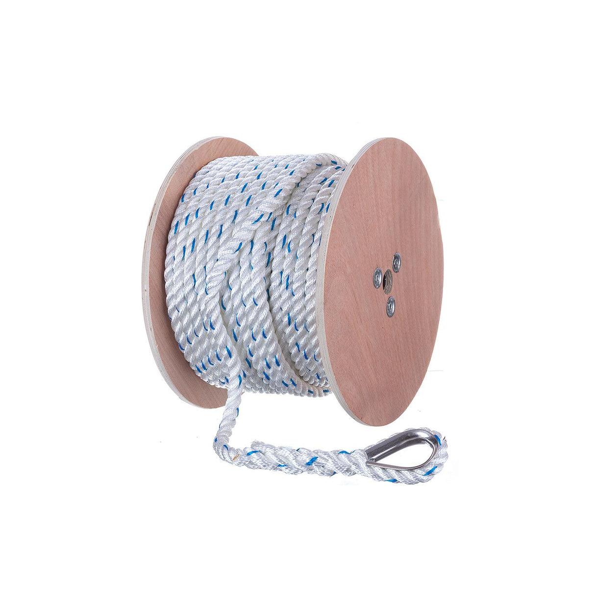 Seachoice - Premium 3-Strand Twisted Nylon Anchor Line with Tracer | White / Blue | 5/8" x 200' | 47921