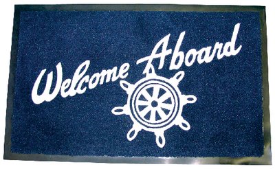 18" x 27" Blue Welcome Aboard Mat-Sea Choice