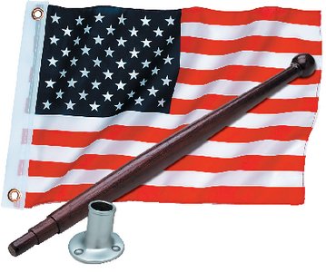 Sea Choice - Marine U.S. 12" x 18" Flag Kit With 18" Pole and 3/4" Socket - 78191