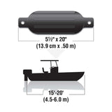 Seachoice - Twin Eye Ribbed Fender | Black | 5.5" x 20" | 79051