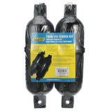 Seachoice - Twin Eye Ribbed Fender Kit | 2 Pack | Black | 5.5" x 20" | 79261
