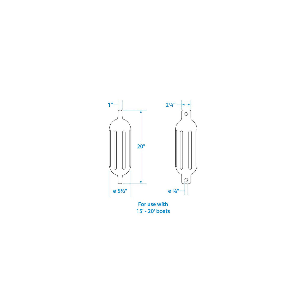 Seachoice - Twin Eye Ribbed Fender Kit | 2 Pack | Black | 5.5" x 20" | 79261