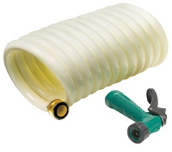 Sea Choice - White Poly Coiled Washdown Hose With Sprayer - 1/2" x 25' - 79691