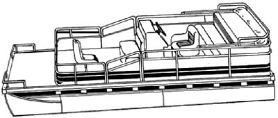 Carver Covers - To-Fit Cover for Pontoons With Partially Enclosed Deck & Bimini Top - Centerline-20' 6", Beam-102" - 77620P