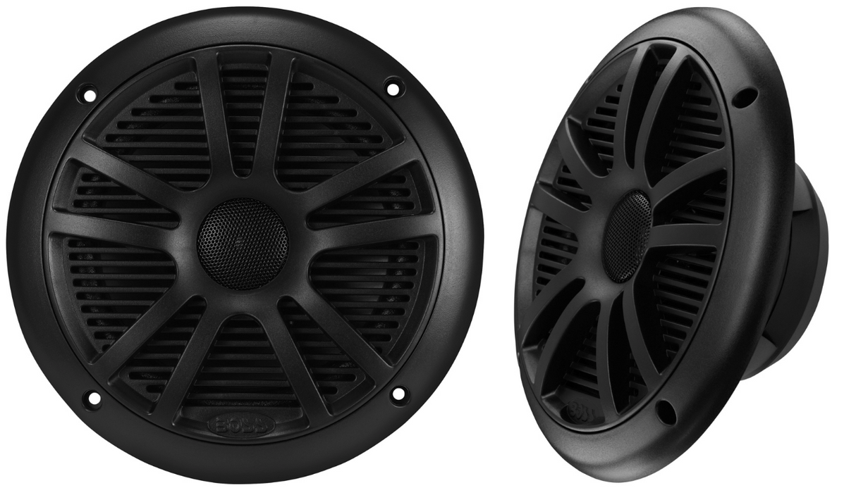 Boss Audio - MR6B 6.5" Dual Cone Marine Coaxial Speaker - Pair - 180W - Black - MR6B