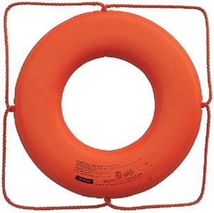 Cal-June - Jim-Buoy Closed Cell Foam Life Ring With Rope Molded Into Core - Orange - 24" - GOX24