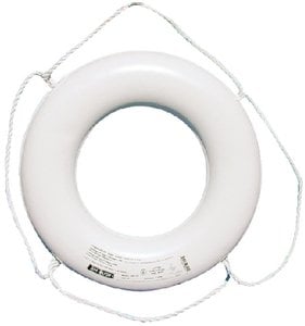 Cal-June - Jim-Buoy Closed Cell Foam Life Ring With Rope Molded Into Core - White - 20" - GWX20