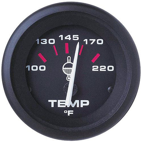 Sierra 58862P Amega Signature Series 2" Black Outboard Hot & Cold 100-220 F Dial Range Water Temperature Gauge Kit with "J" Sender Code