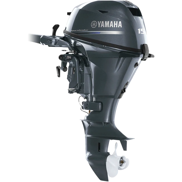 Yamaha F15SEHA Outboard - Gray | 15-Inch Shaft | Tiller Handle | Electric Start | Manual Tilt